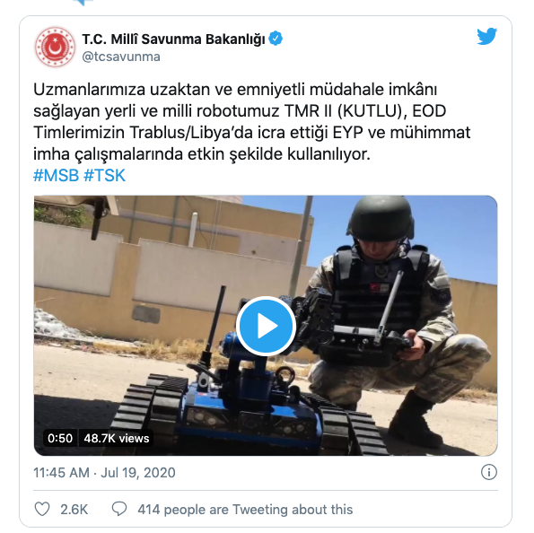 Libya'da EYP'lere yerli ve milli robot 'Kutlu' ile müdahale ediliyor